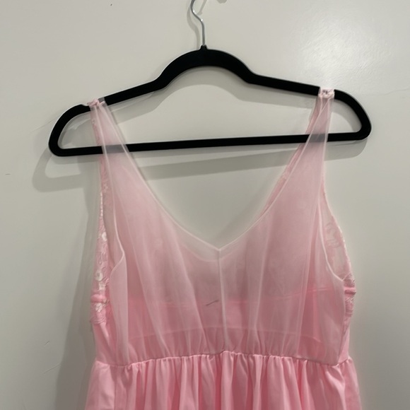 Vintage Montgomery Ward Pink Lace Slip Nightgown Dress Size Large Made In USA - Picture 5 of 13